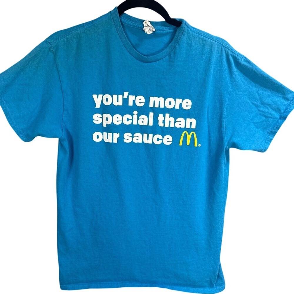 McDonald's T-Shirt‎ Mens Medium Blue Graphic Tee Special Sauce Promotional